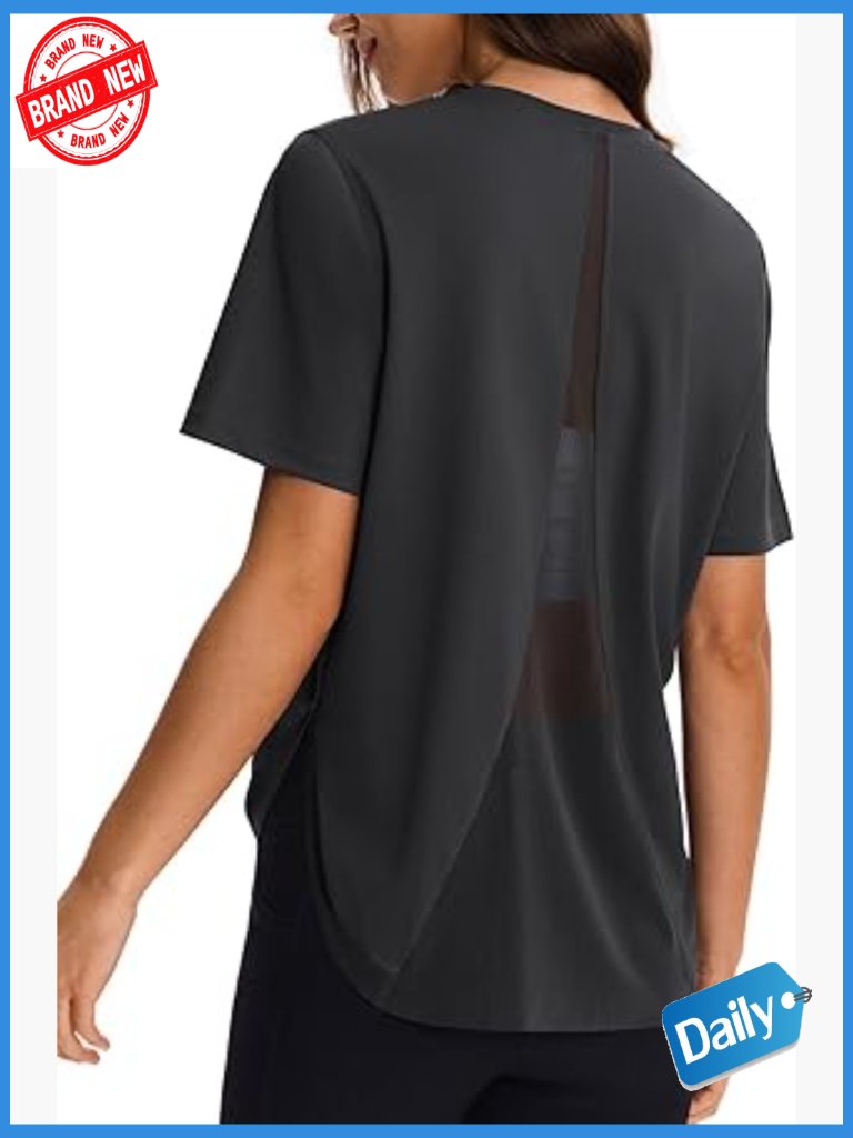 Cooling Workout Top Short Sleeve Loose Fit Quick Dry Athletic Shirt Yoga